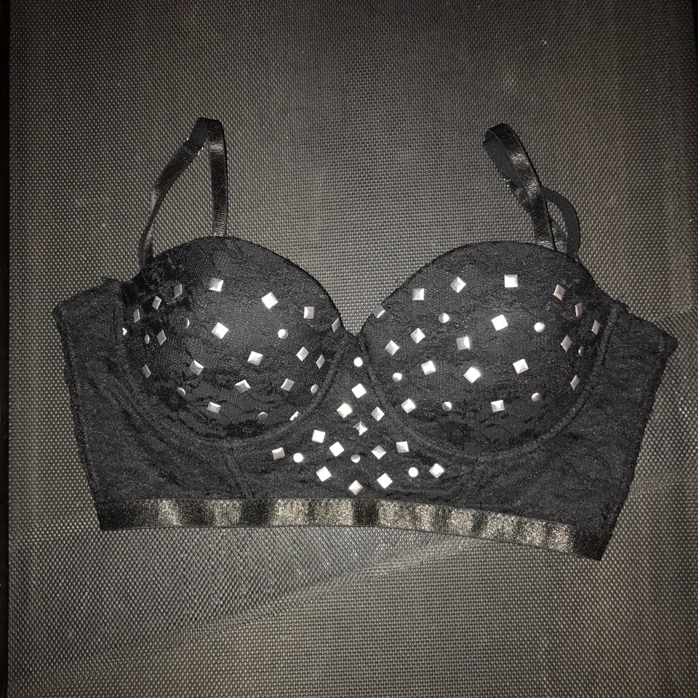 Black Studded Corset Type Bandeau