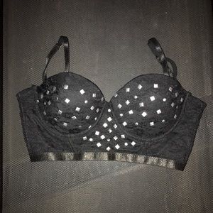 Black Studded Corset Type Bandeau