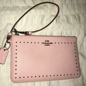 NWOT Coach leather pink studded wristlet