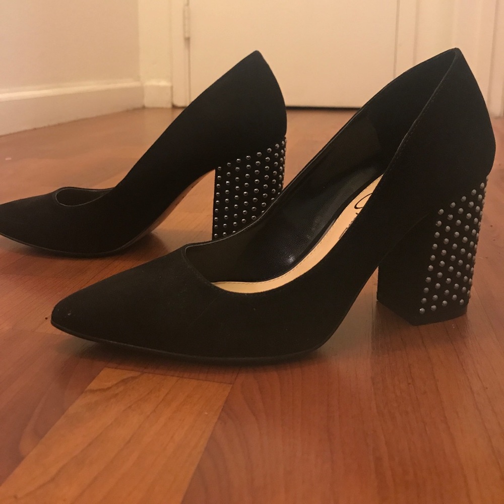 JESSICA SIMPSON amazing black rocker thick heels