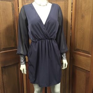 Solemio Long Sleeve Sequin Cuff Gray Dress Medium Solemio Long Sleeve Sequin Cuff Gray Dress Medium