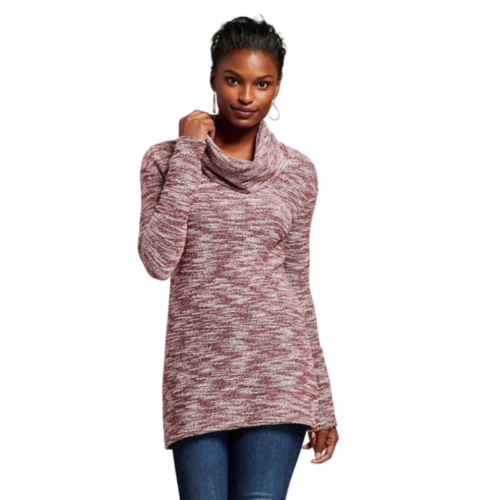 Merlot Heathered Cowl Neck Sweater