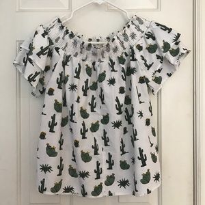 Off the shoulder cactus print top