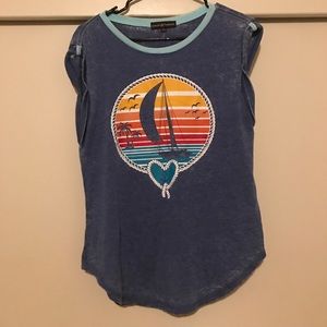 NWT Boat Sunset Graphic T with Rolled sleeves