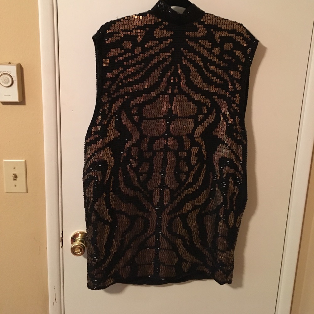 H&M project runway designer blk/ gld beaded dress