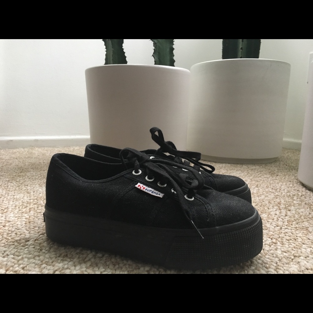 Black Superga platform sneakers