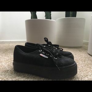Black Superga platform sneakers