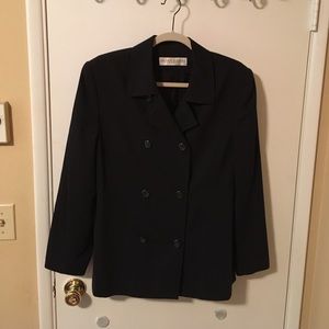 Navy double breasted wool blazer. Valerie Stevens