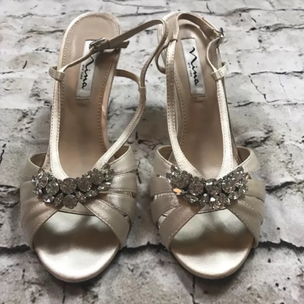 Nina New York Women's Wedding Wedges Ivory 8.5