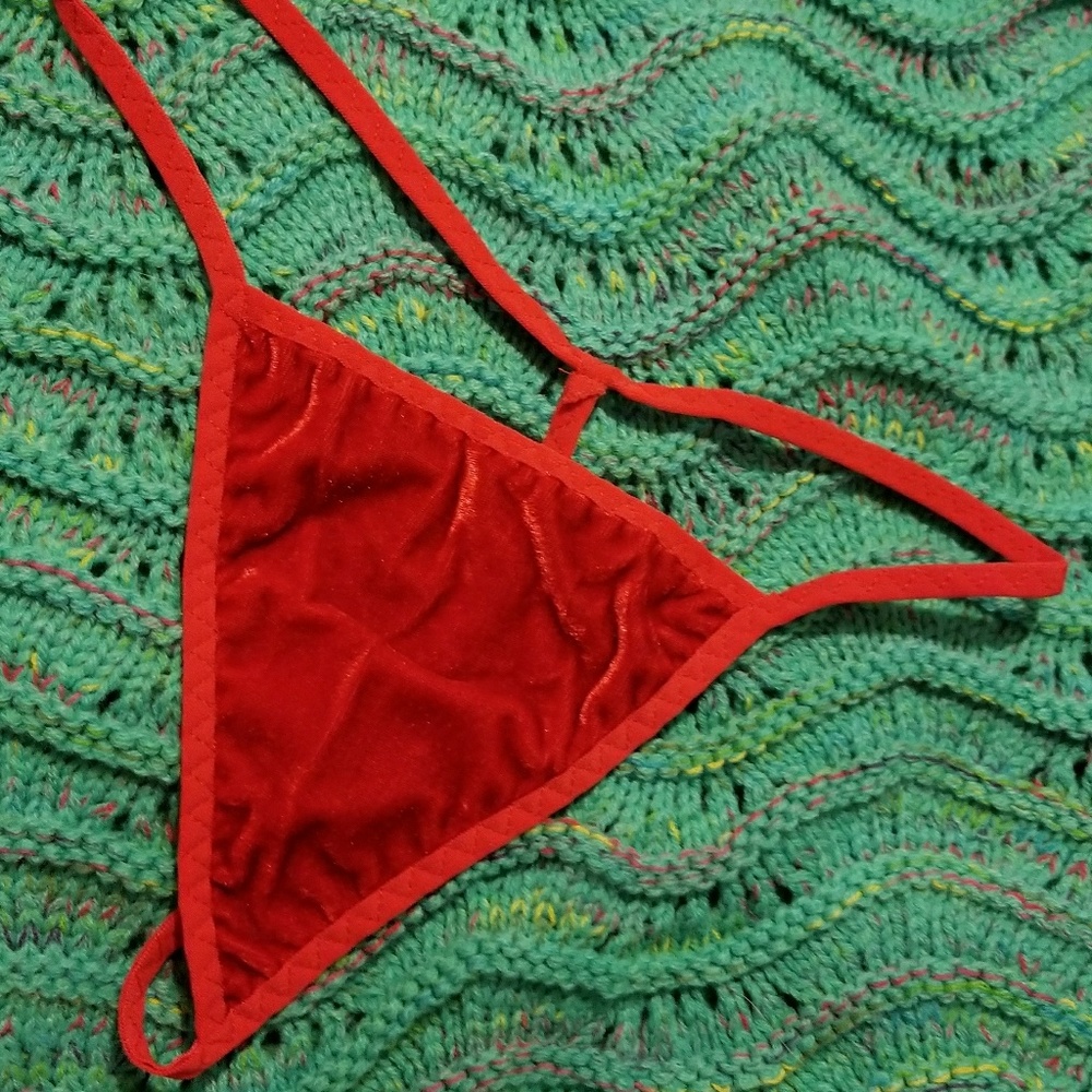 Red velvet string thong
