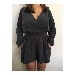 gray long sleeve romper