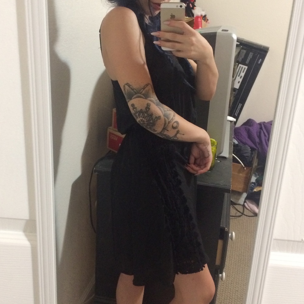 Mid length black dress