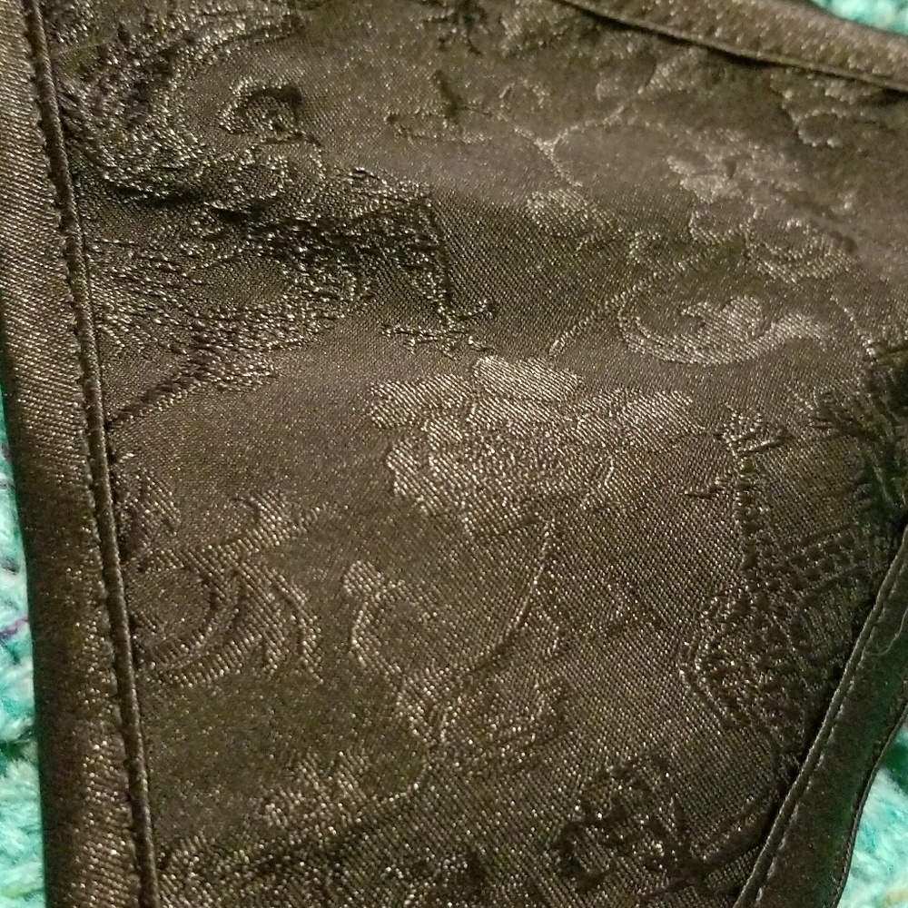 Black floral string thong