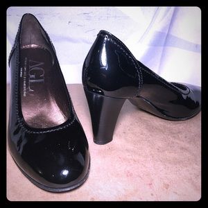 AGL black patent leather pumps