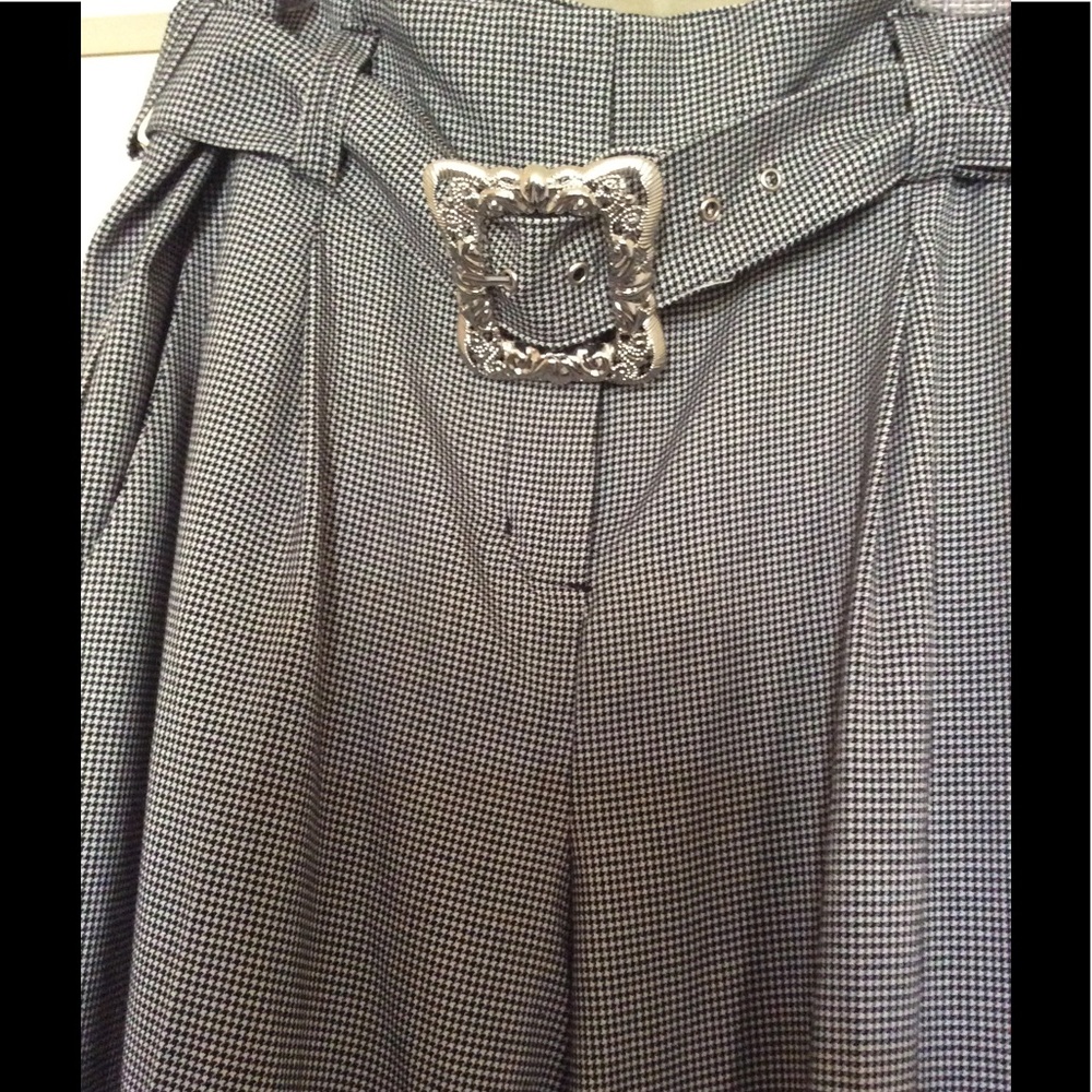 High waist classy black & white belted trousers