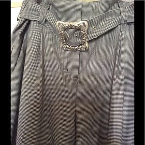 High waist classy black & white belted trousers