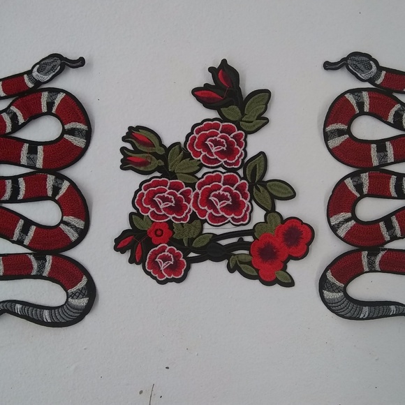 Snakes and Roses Patches! GG Style 2 Snakes/1 Rose - Picture 1 of 4