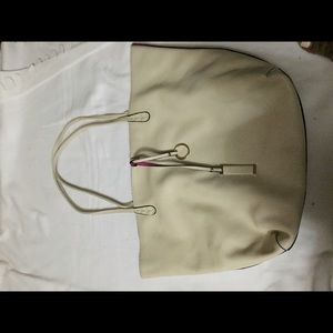 Reversible hot pink n cream colored tote