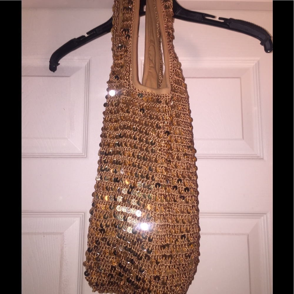 Gold sequined purse