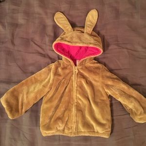Warm fuzzy jacket with bunny ears