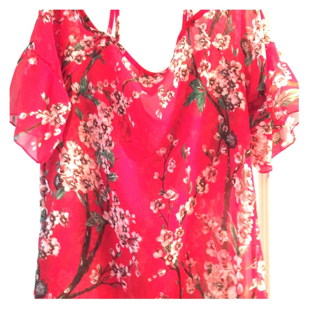 Beautiful Red Floral Blouse