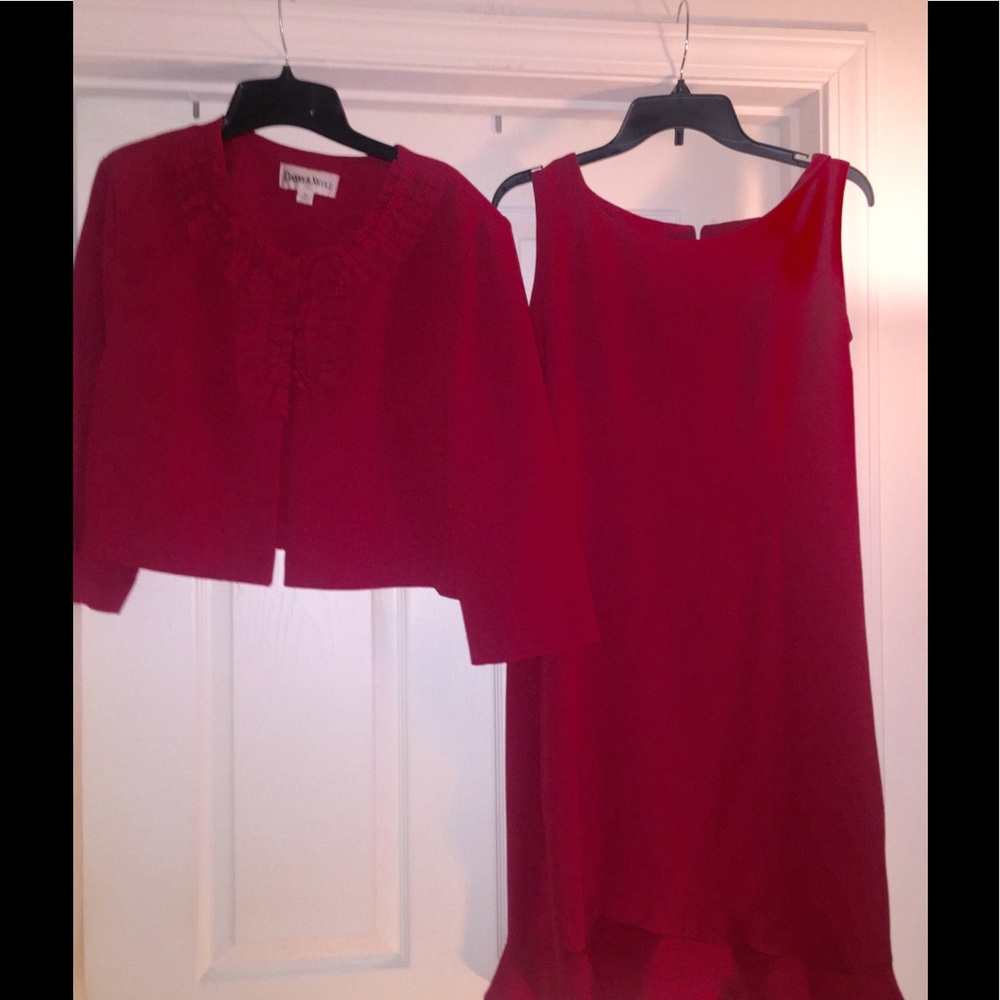 2 Piece Danny & Nicole red dress & ruffle jacket