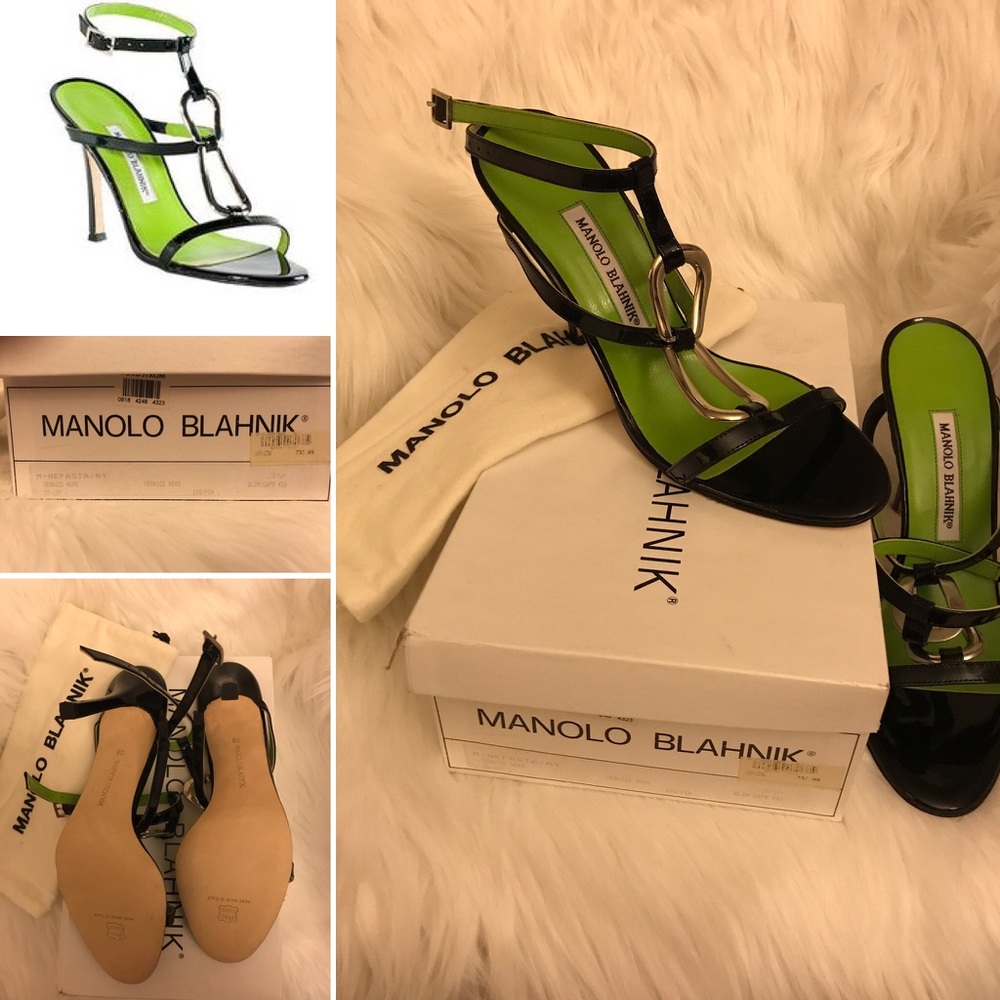 Manolo Blahnik Nefasta NY Ankle Strap Sandal Heel