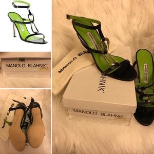 Manolo Blahnik Nefasta NY Ankle Strap Sandal Heel