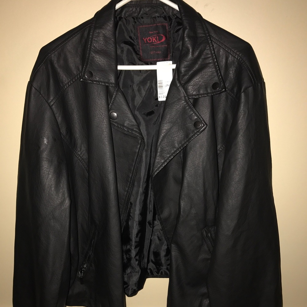 Black faux leather Moto jacket 3XL