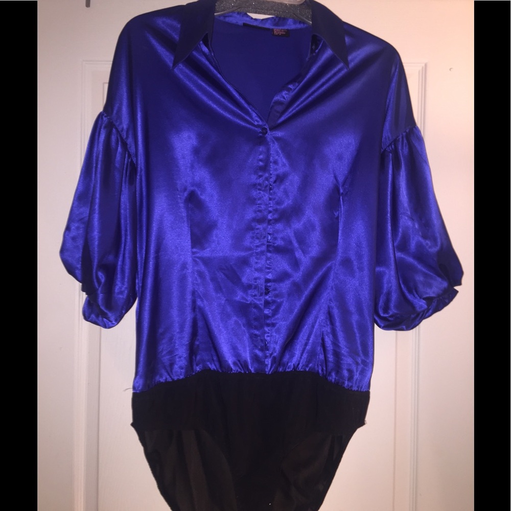Royal blue puff sleeve bodysuit