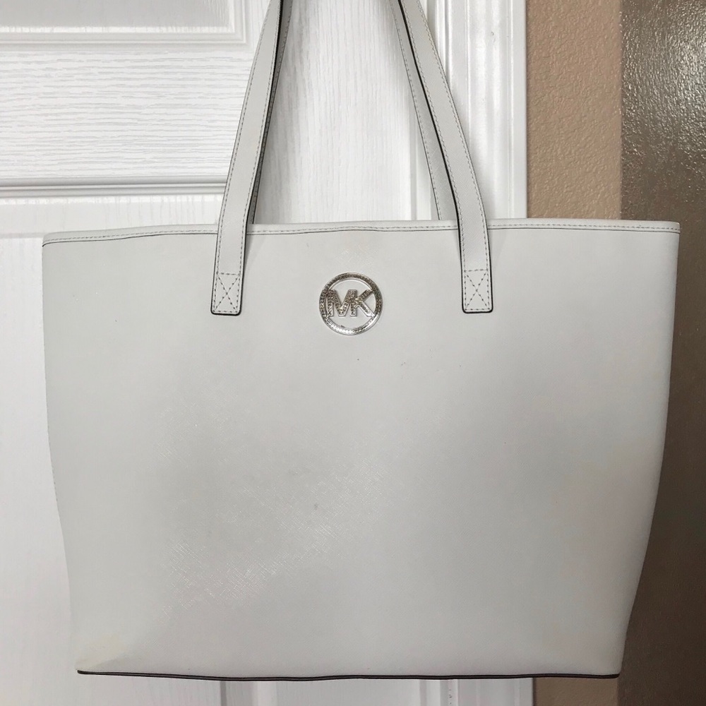 Michael Kors large white saffiano tote