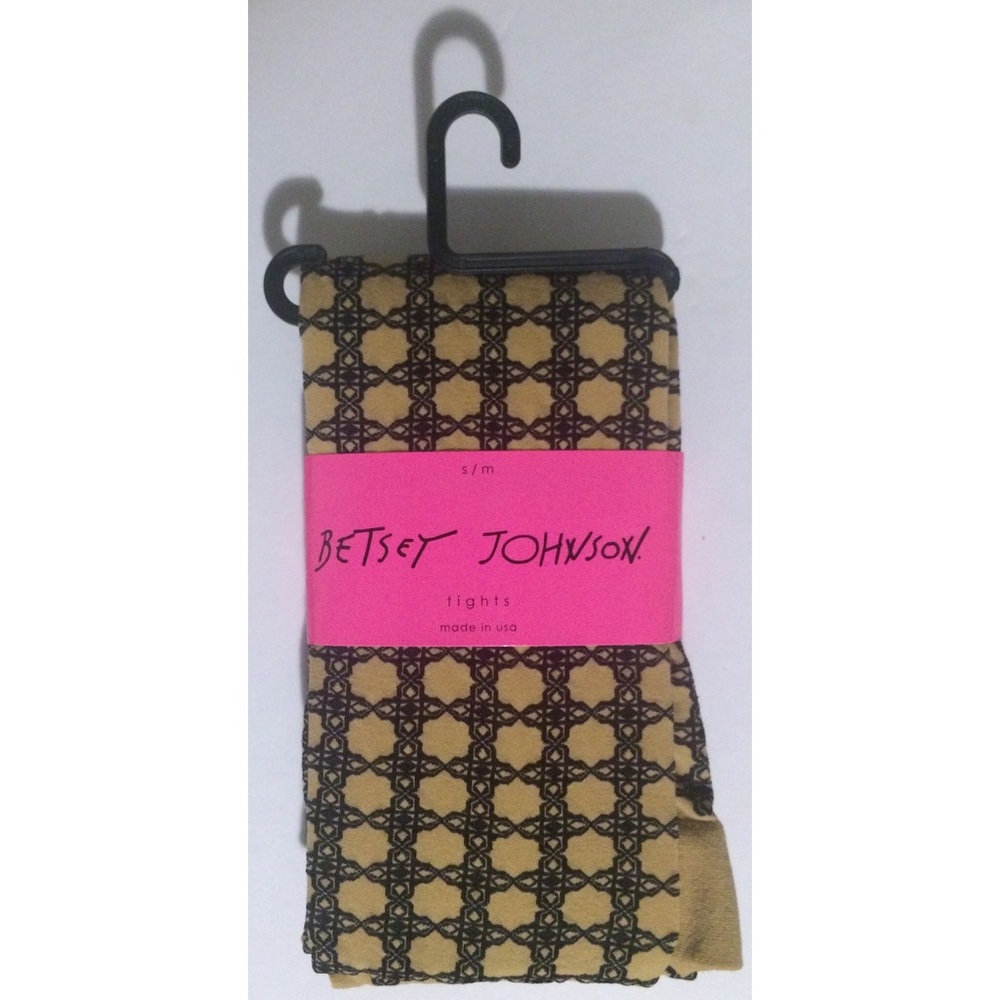 Betsey Johnson tan&black sacred design tights