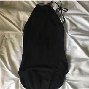 American apparel all black body suit open back