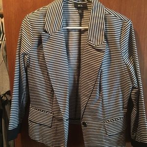 Women's black and white striped blazer. Size XL
