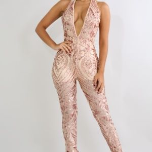 Sheer Diamond Sequin Jumpsuit