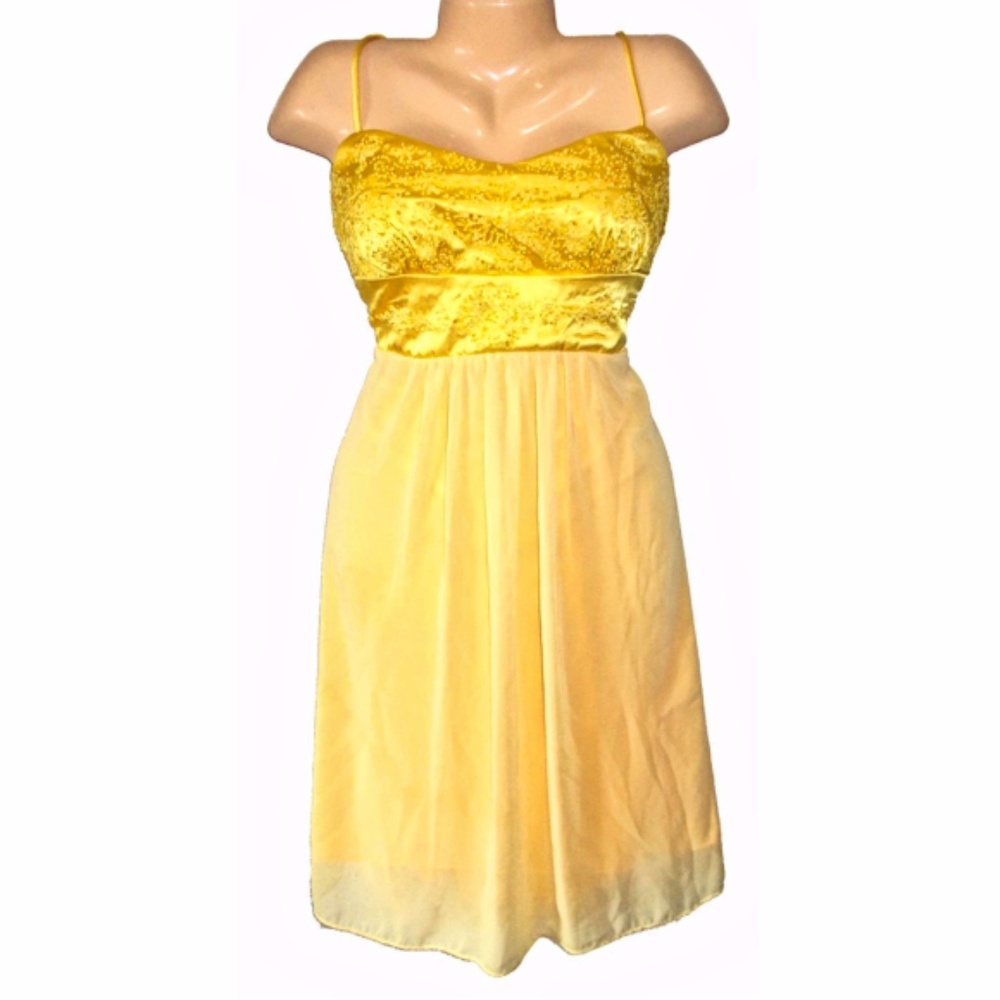 Bright Yellow Beaded Plus Size Prom Formal Dress