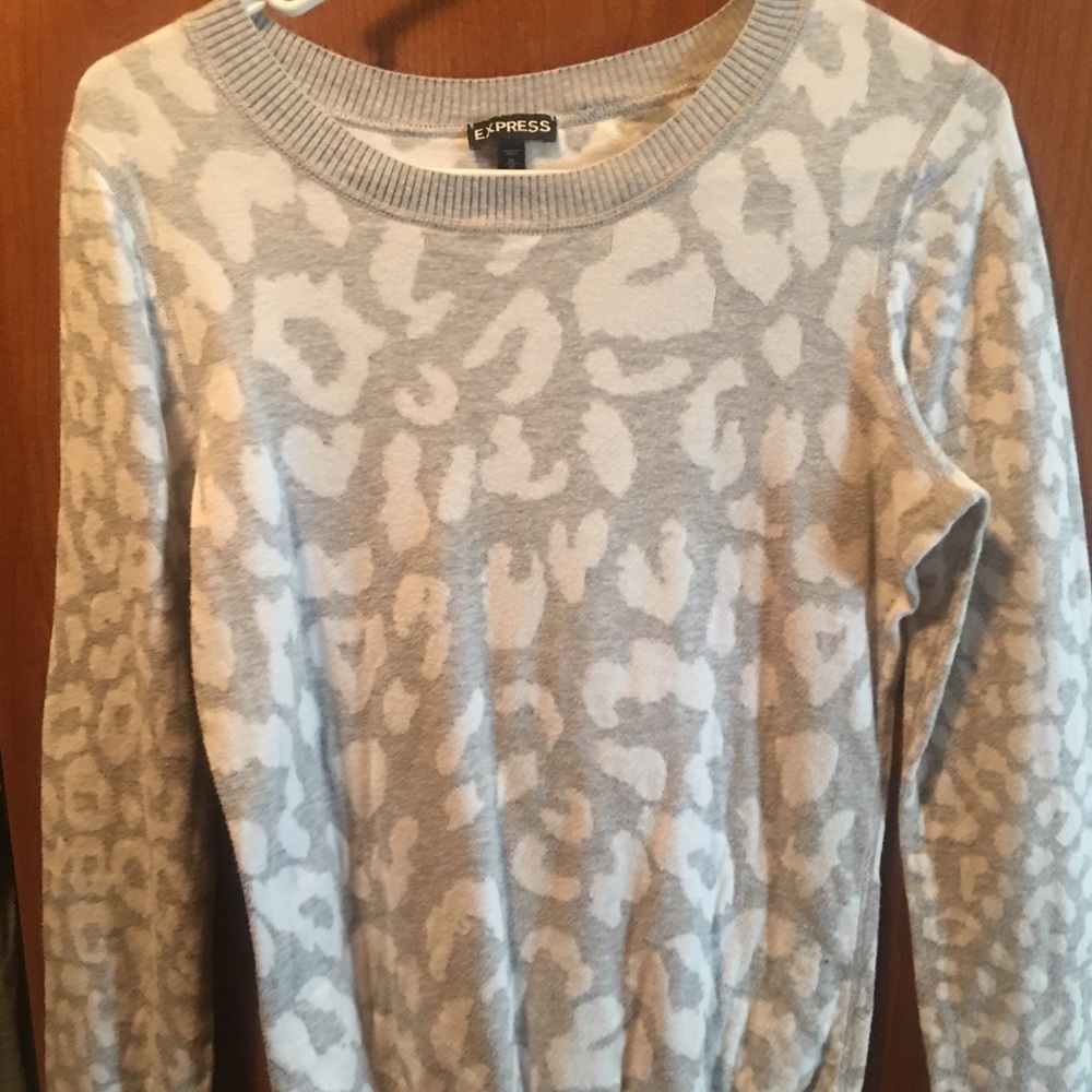 Express Reversible Grey and white fitted sweater.