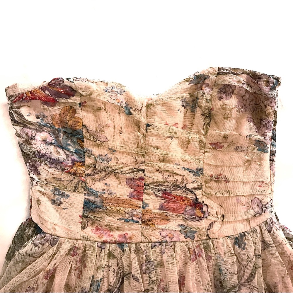 Embroidered Mini Strapless Dress