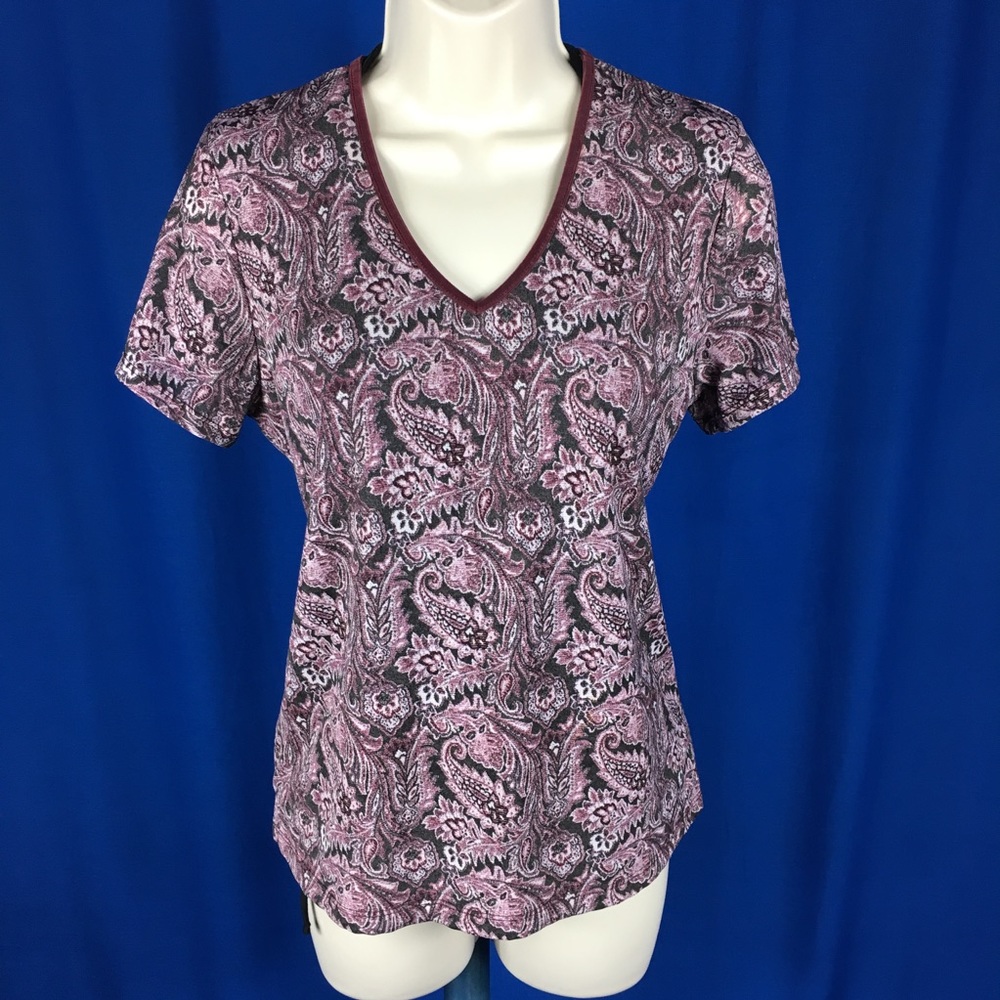 Liz Claiborne Paisley Blouse Short Sleeve Large