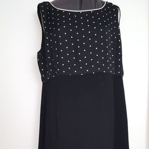 Black White Polka Dot Dress Sleeveless Ruffled Hem