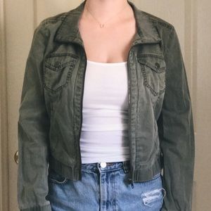 Nordstrom green cropped utility jacket