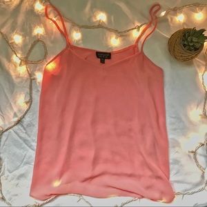 Topshop coral pink semi-sheer tank top