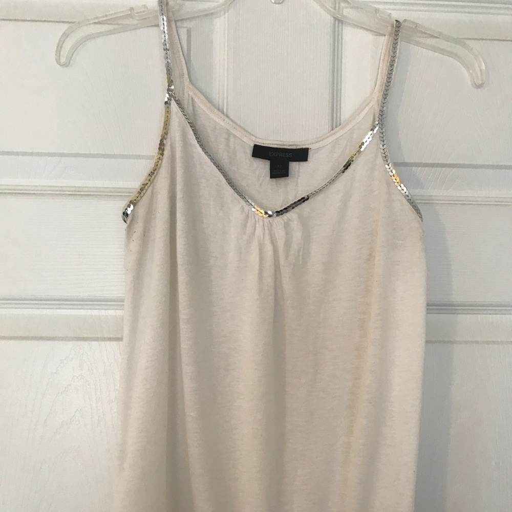 💐💗White tank silver sequin trim