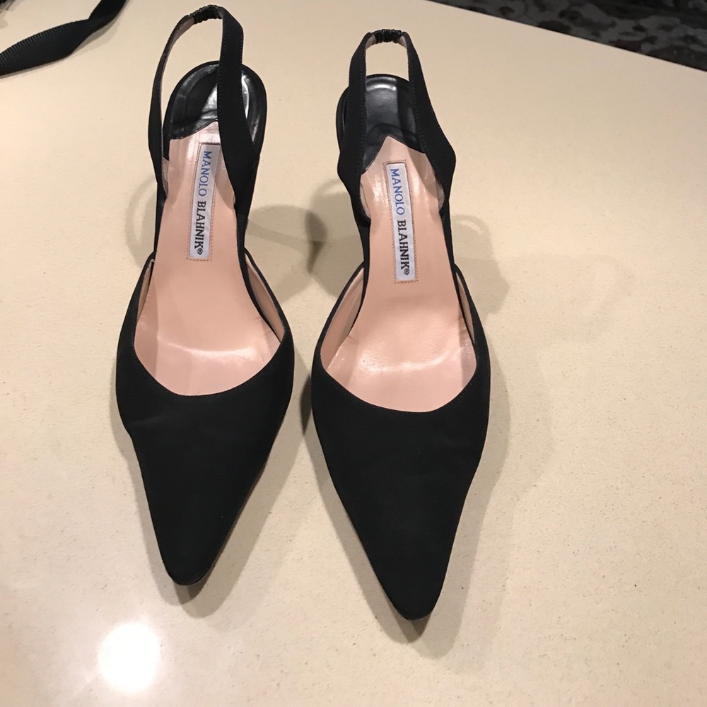 Manolo Blahnik black sling backs