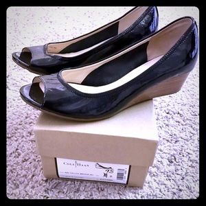 EUC Cole Haan 7.5 Air Tali 40mm black patent wedge
