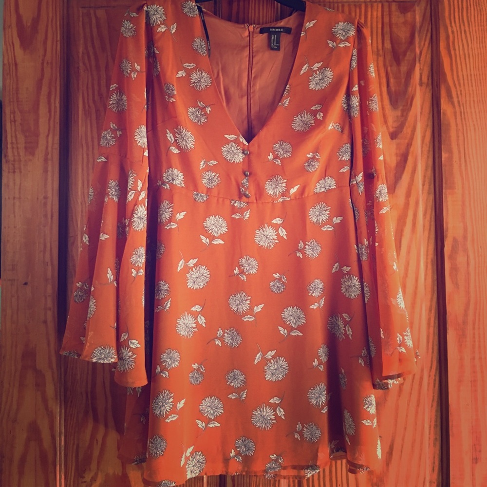 Baby doll dress with bell sleeves