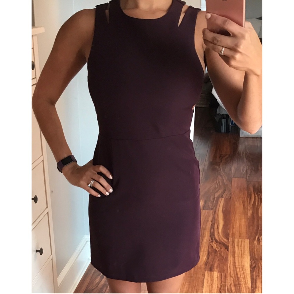 Party Dress plum dress with cutouts on the back