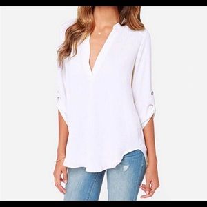 White V neck blouse NWOT