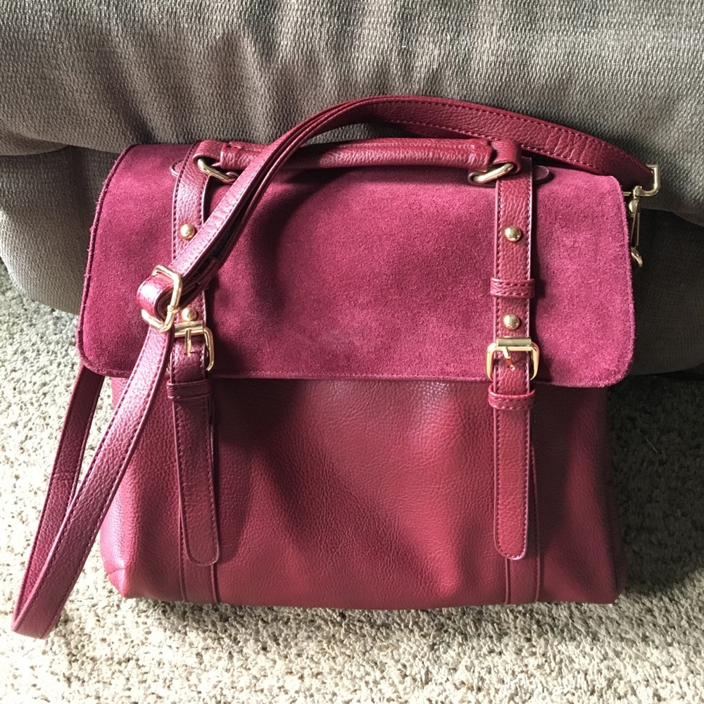 Vegan Leather Maroon Satchel