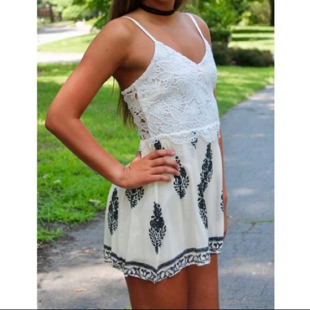 White romper size medium crochet lace and floral